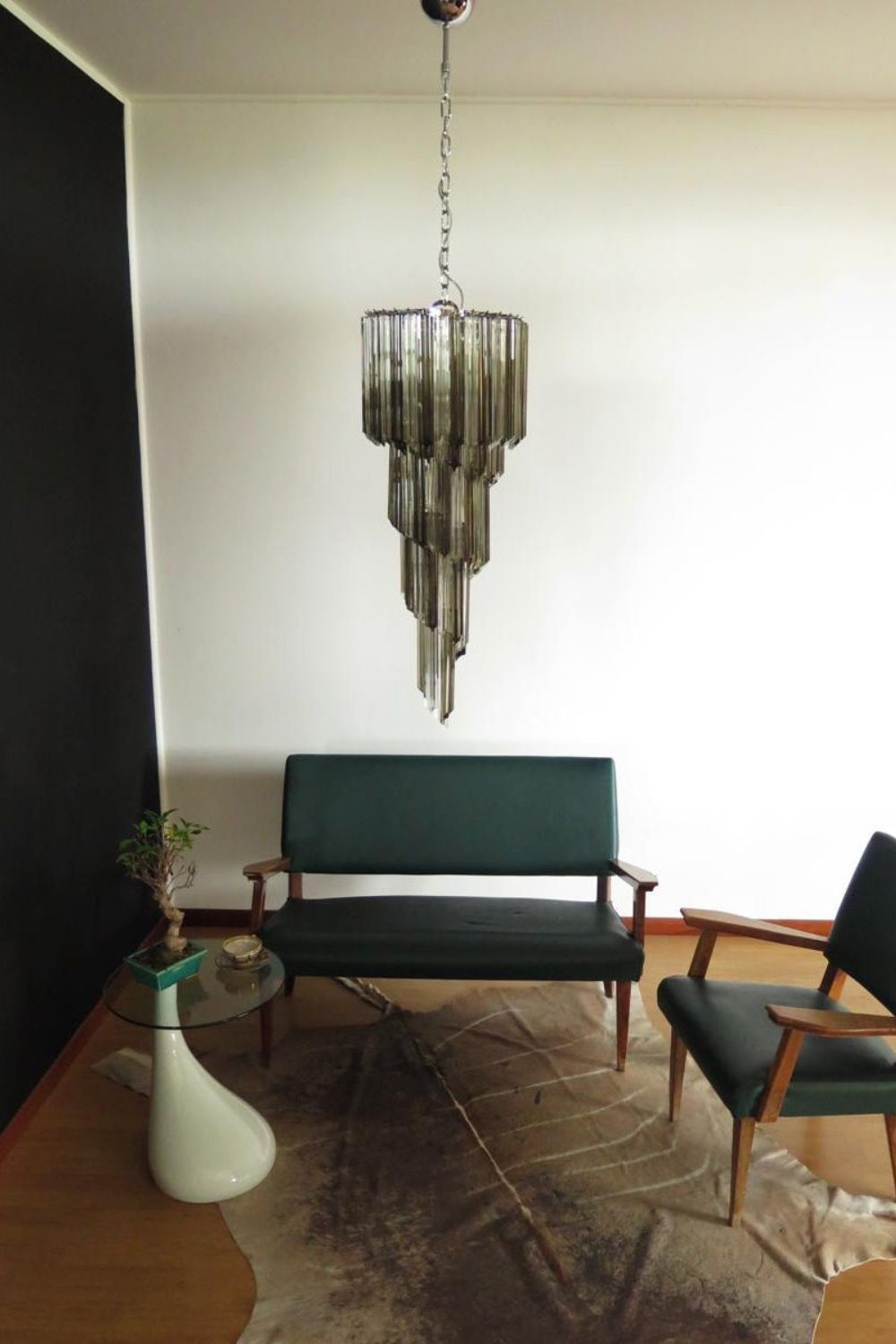 1983 Smoked Glass Prism Chandelier - view 3 | vexalamps
