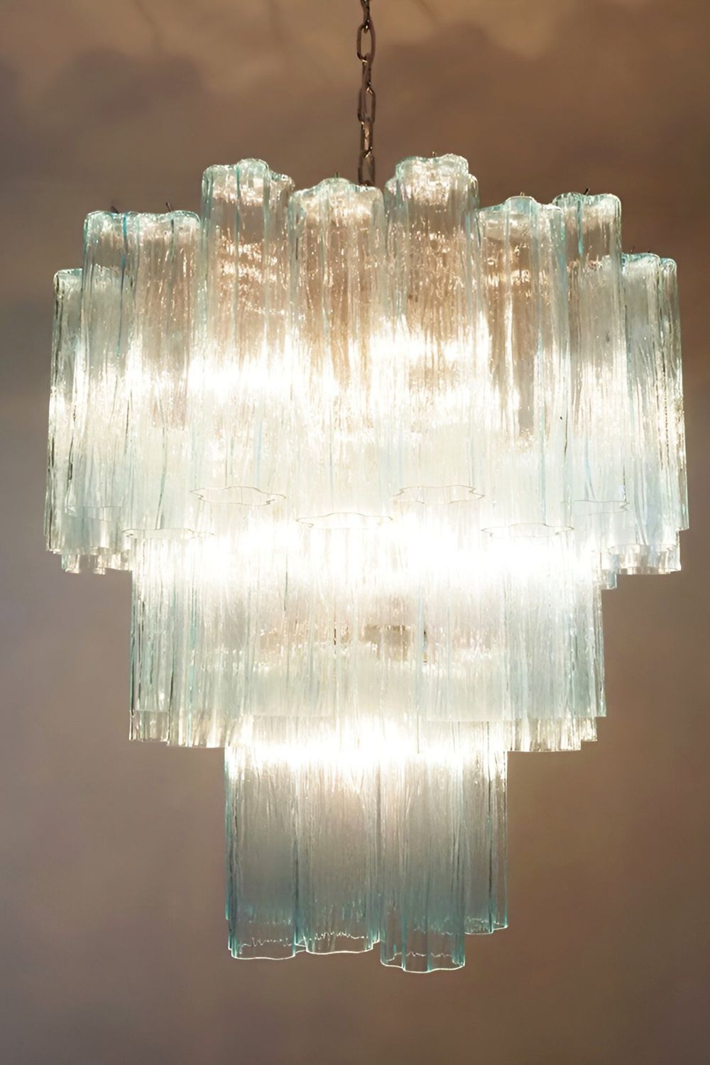 Three-tier Art Venetian blue glass chandelier - view 5 | vexalamps