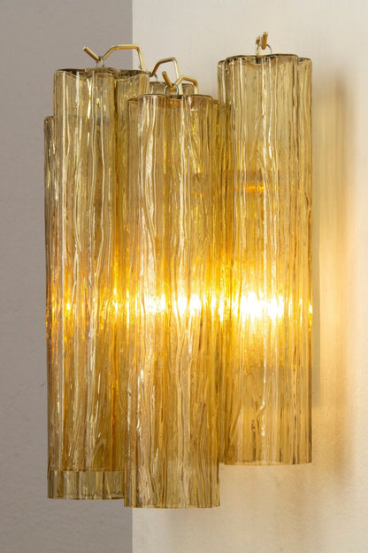 Italian Art amber glass tube wall lamp - view 3 | vexalamps
