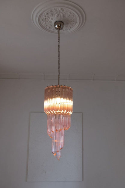 Pink Art Glass Prism Spiral Chandelier - view 4 | vexalamps