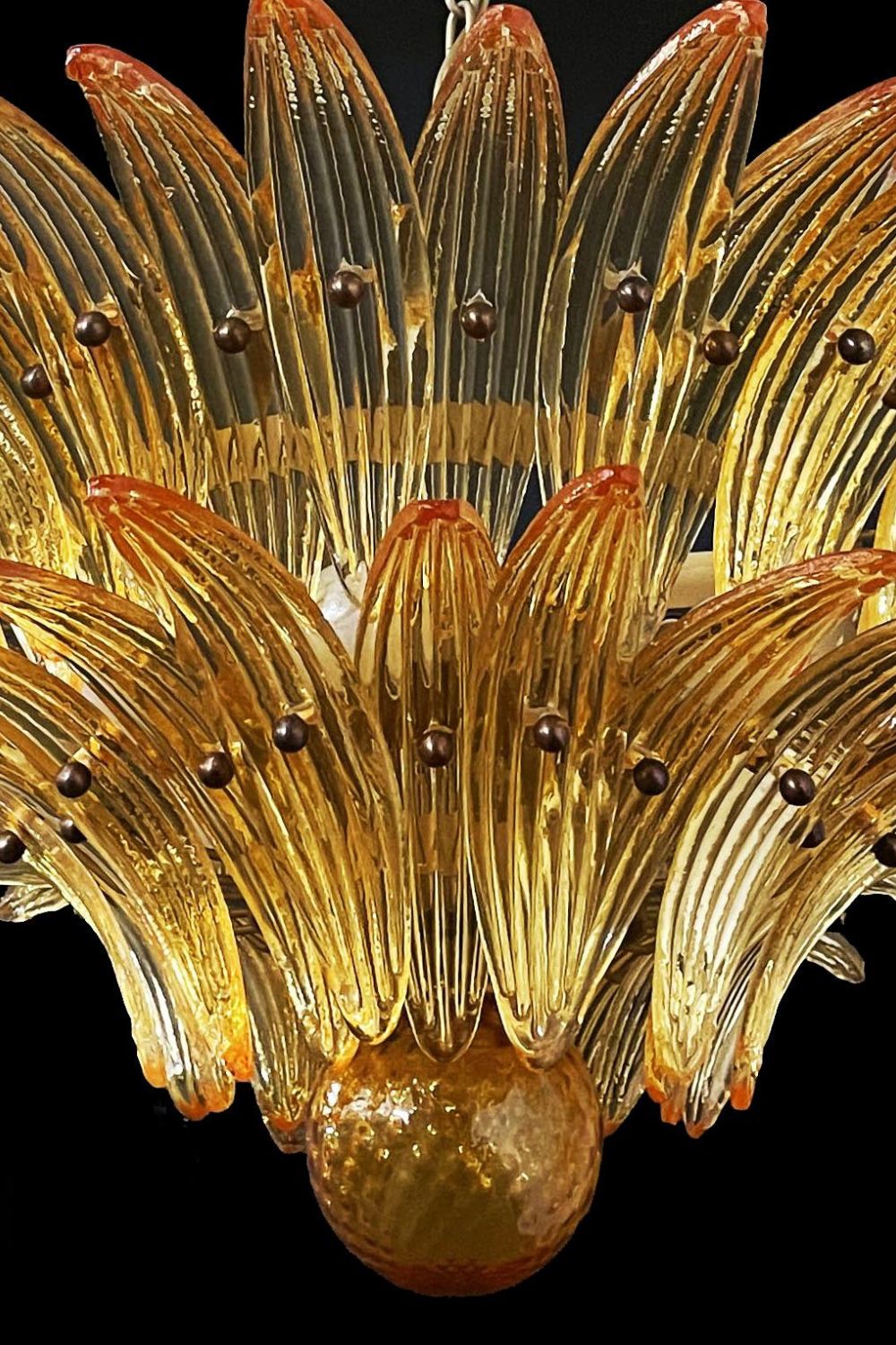 Amber Art Glass Palmette  Chandelier - view 9 | vexalamps