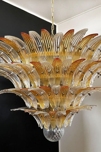 Amber and Clear Art Glass Palmette Chandelier - view 13 | vexalamps