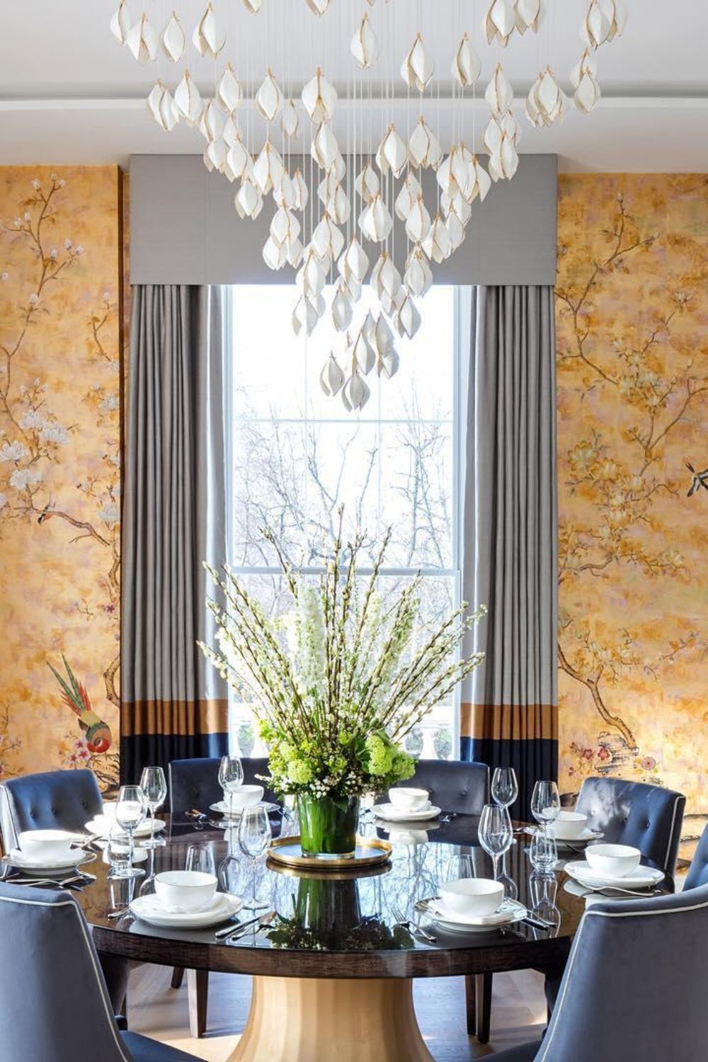 Gold Stem Ceramic Flower Chandelier - view 8 | vexalamps