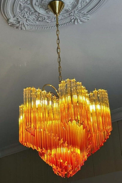 Shaded Amber Art Crystal Prism Chandelier - view 3 | vexalamps
