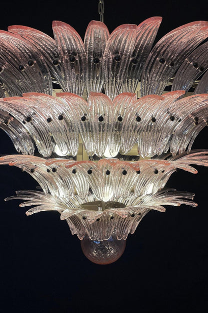 Art Four-tier pink glass palm leaf chandelier - view 16 | vexalamps