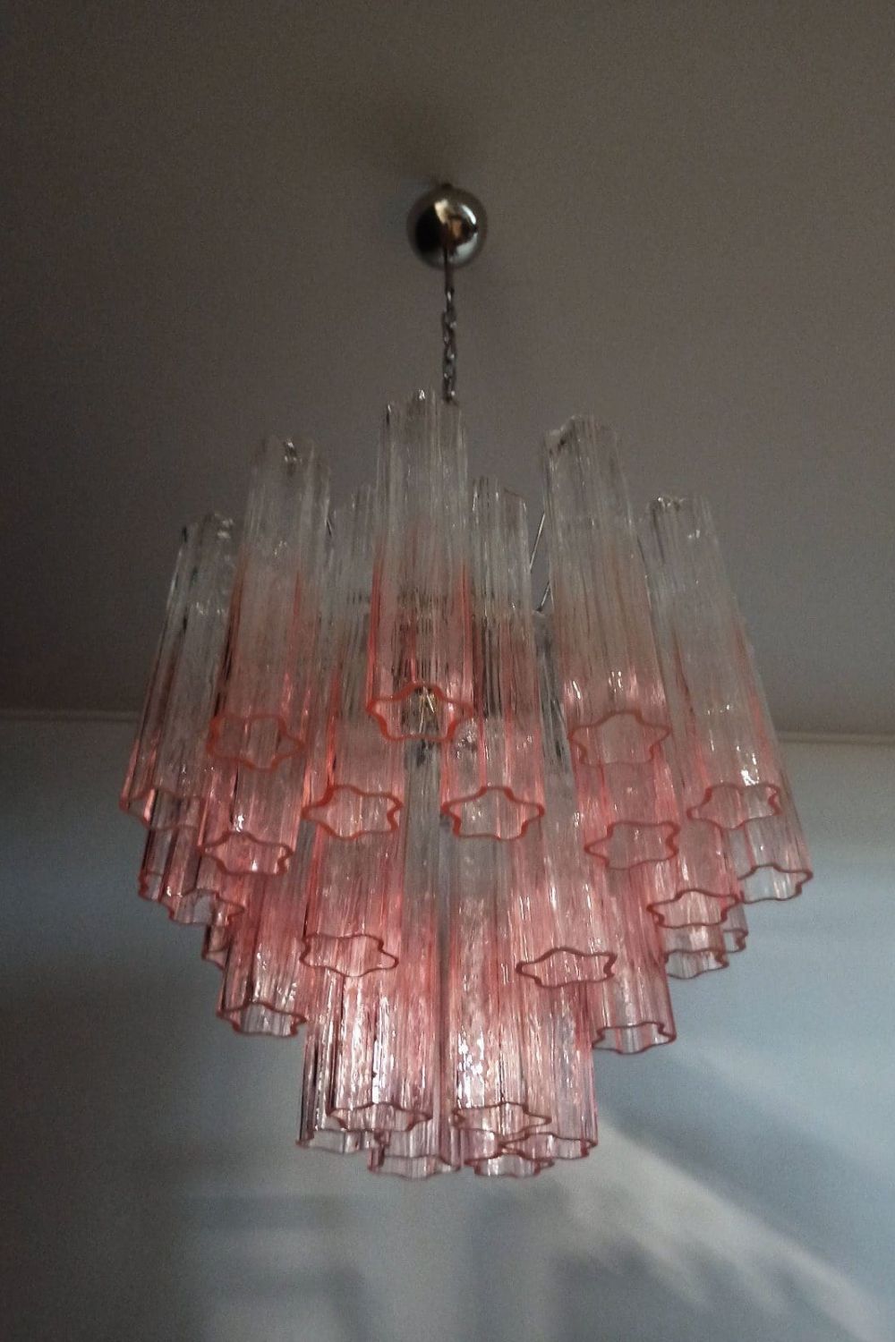 Pink Gradient Art Glass Tube Chandelier - view 6 | vexalamps