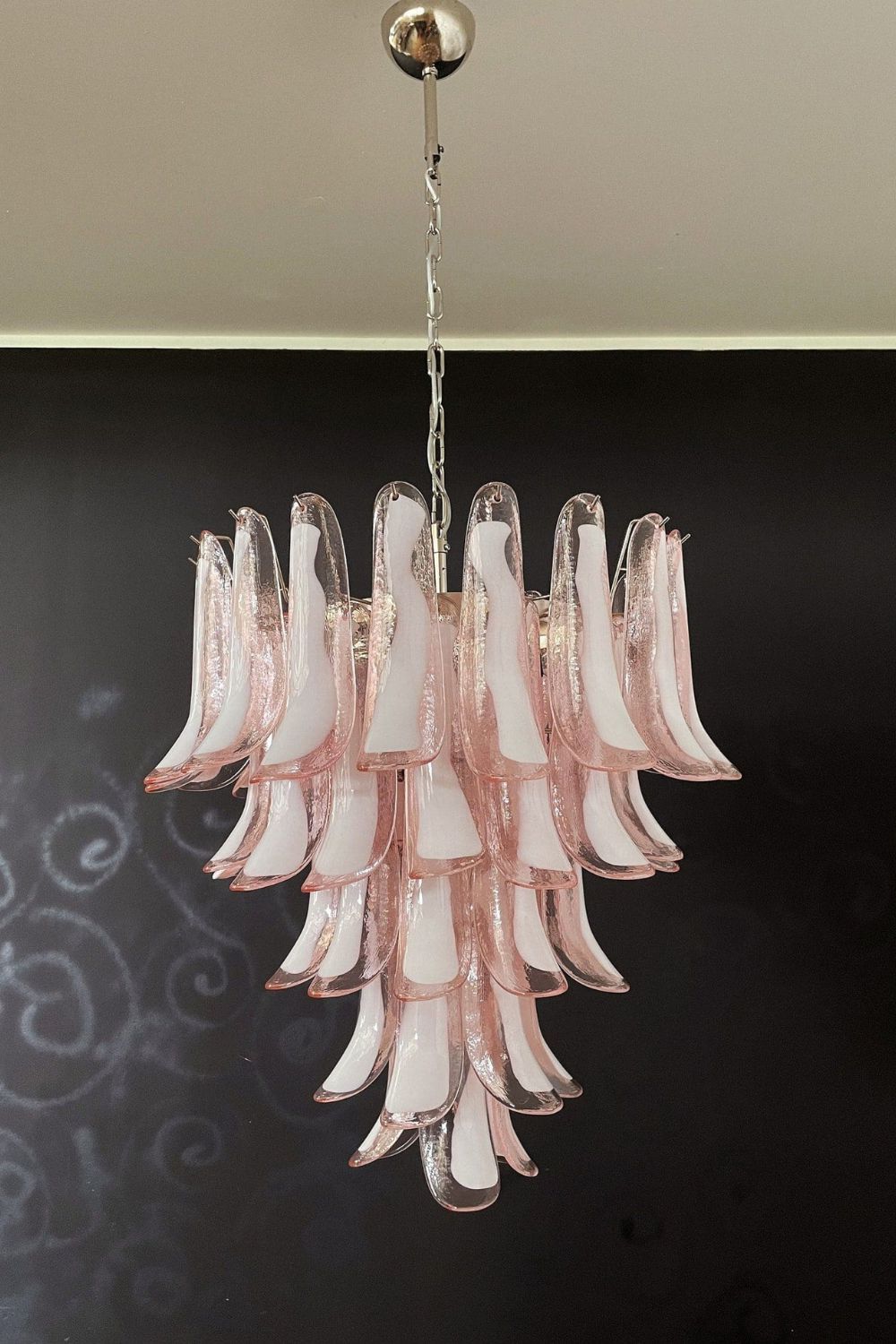 Art Blush Pink Glass Petal Chandelier - view 10 | vexalamps
