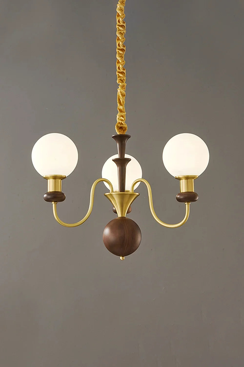 Vintage Walnut Wood Globe Chandelier - view 7 | vexalamps