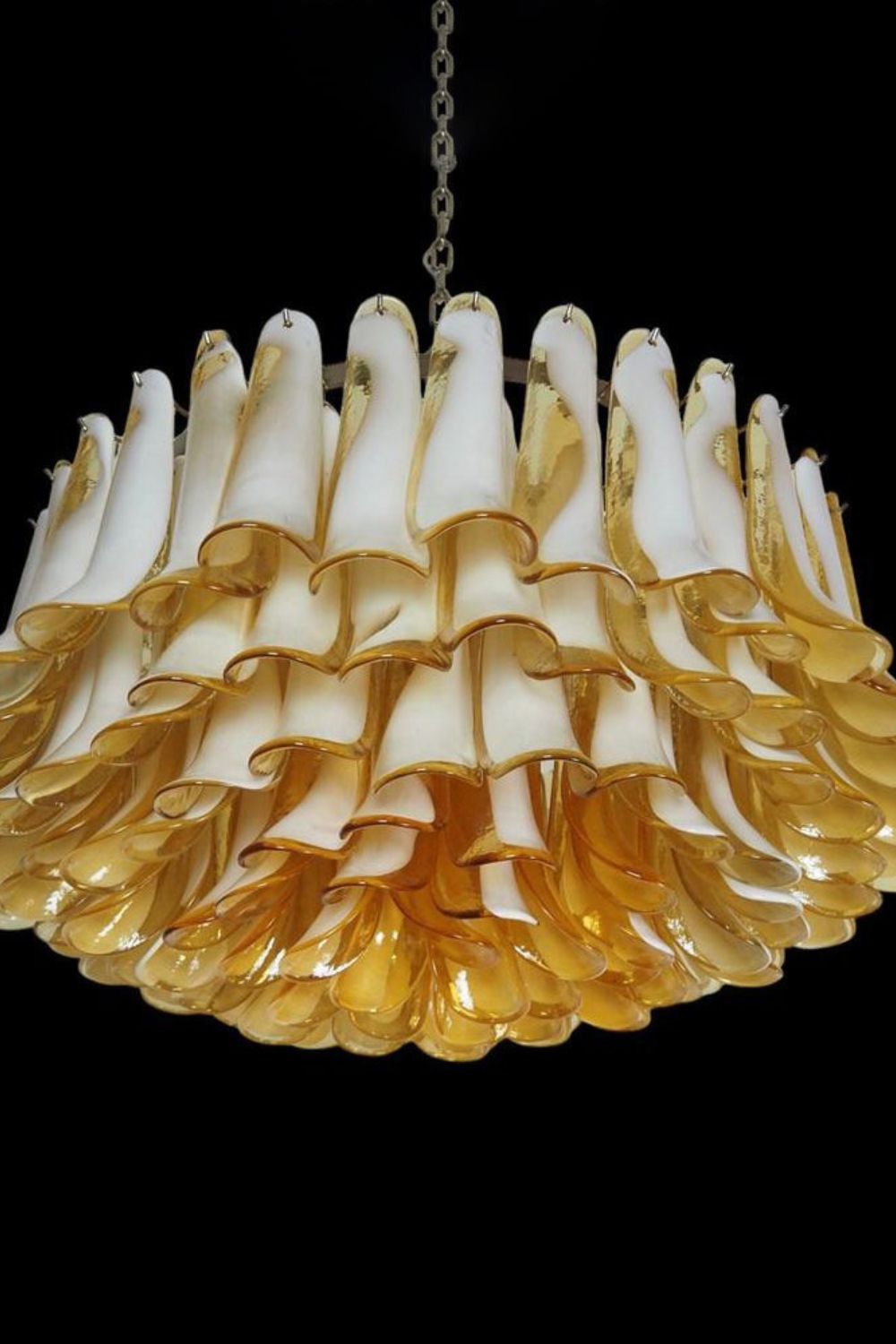 Amber Art Glass Petal Chandelier - view 9 | vexalamps