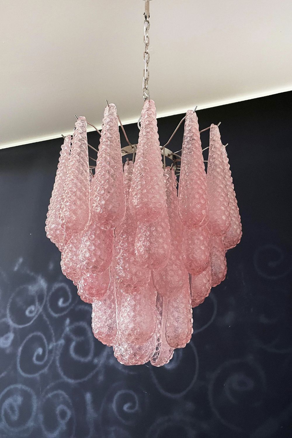 Pink Art Glass Teardrop Chandelier - view 8 | vexalamps