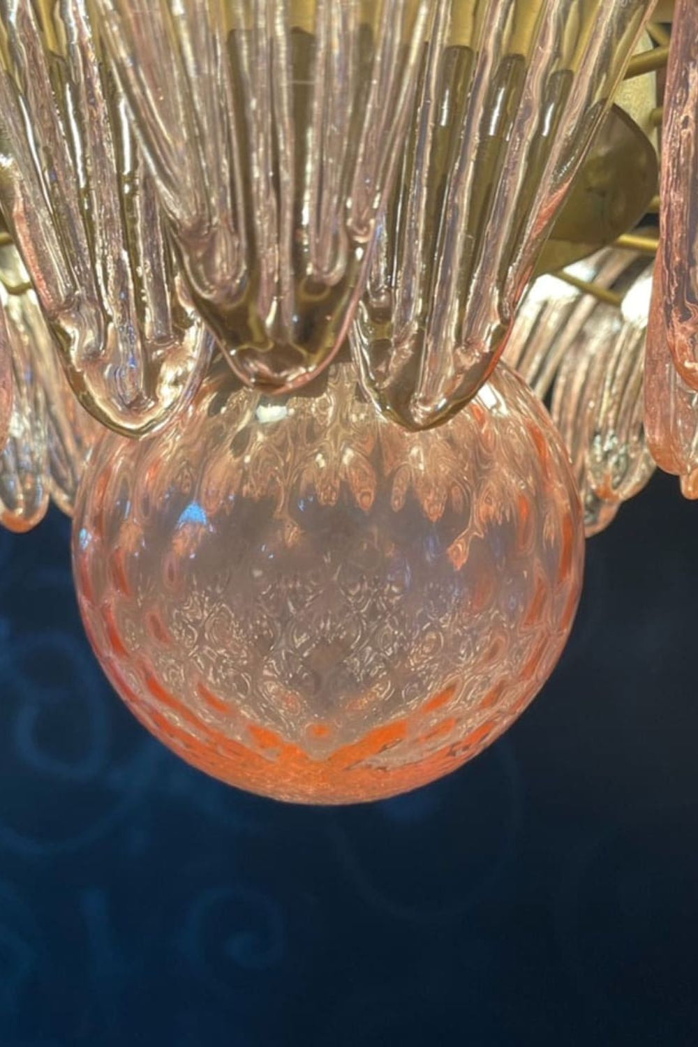 Vintage Art Pink Palm Leaf Glass Chandelier - view 11 | vexalamps