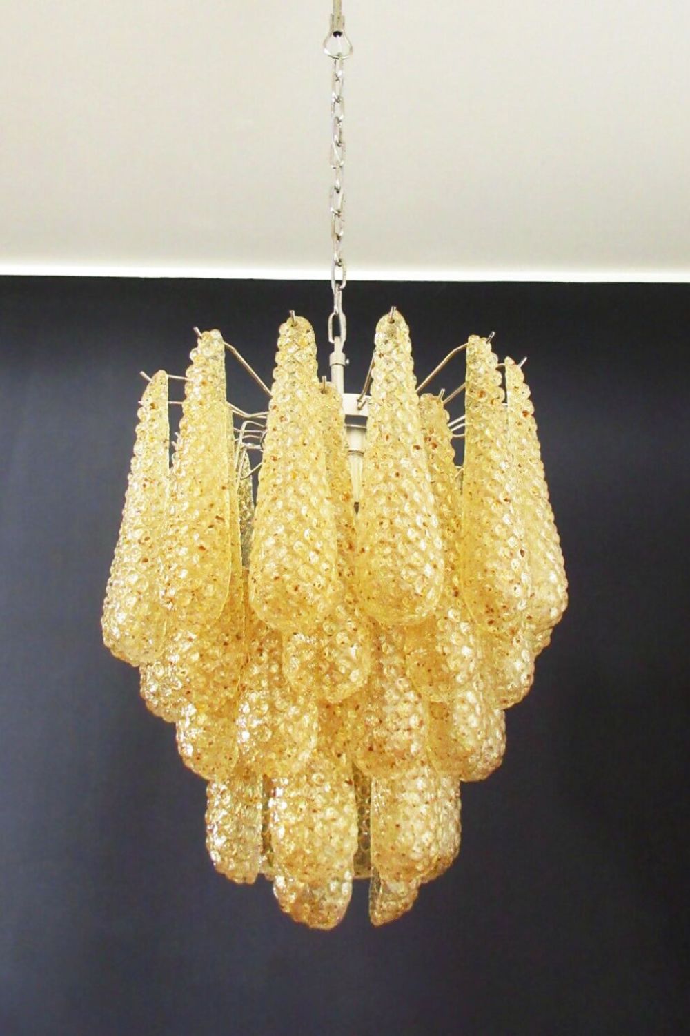 Art Handcrafted Golden Glass Chandelier - view 4 | vexalamps