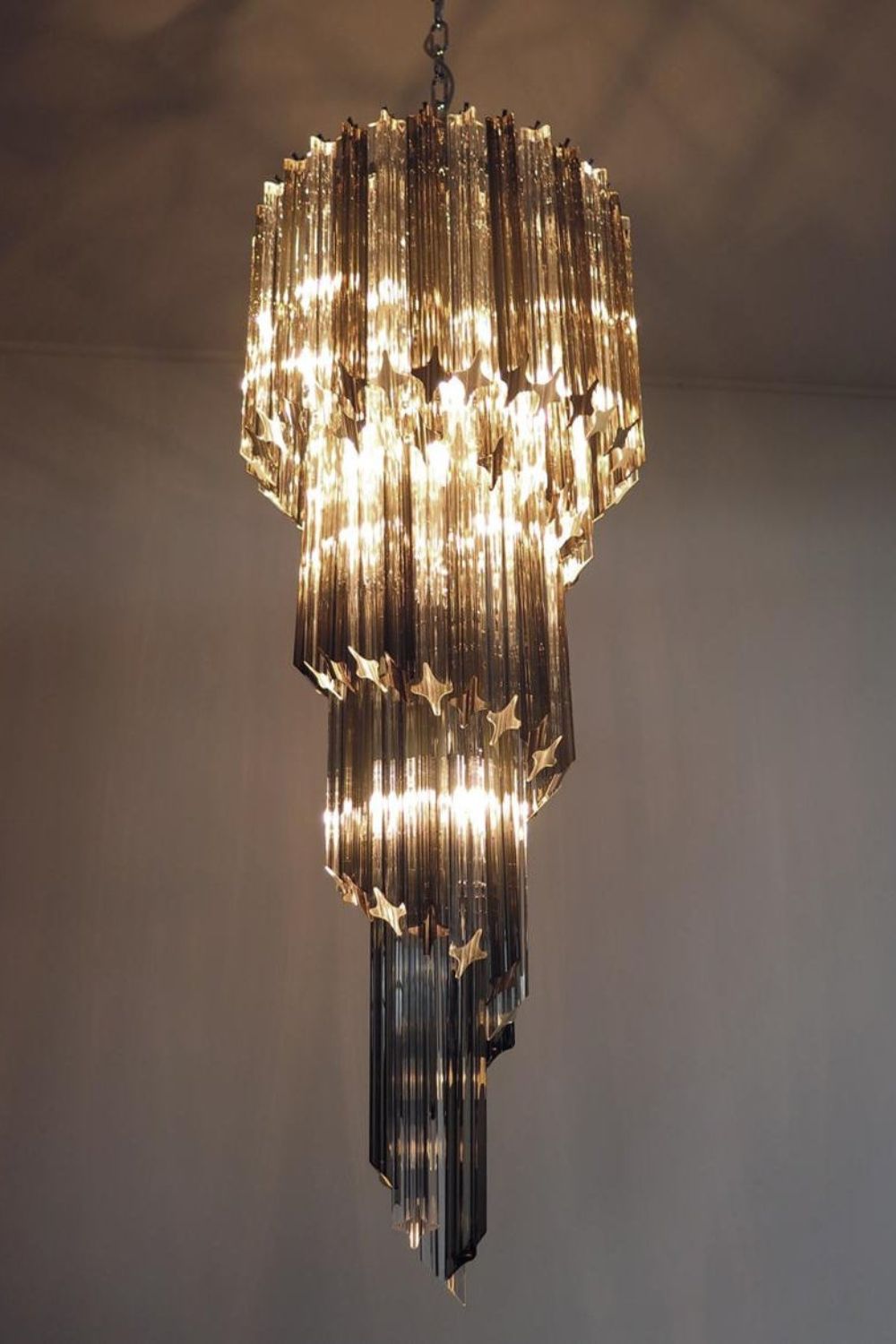 1983 Smoked Glass Prism Chandelier - view 6 | vexalamps