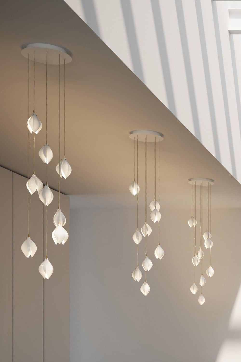 Gold Stem Ceramic Flower Chandelier - view 17 | vexalamps