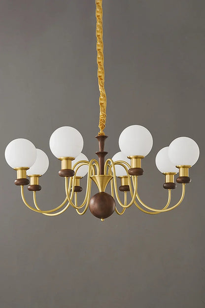 Vintage Walnut Wood Globe Chandelier - view 6 | vexalamps