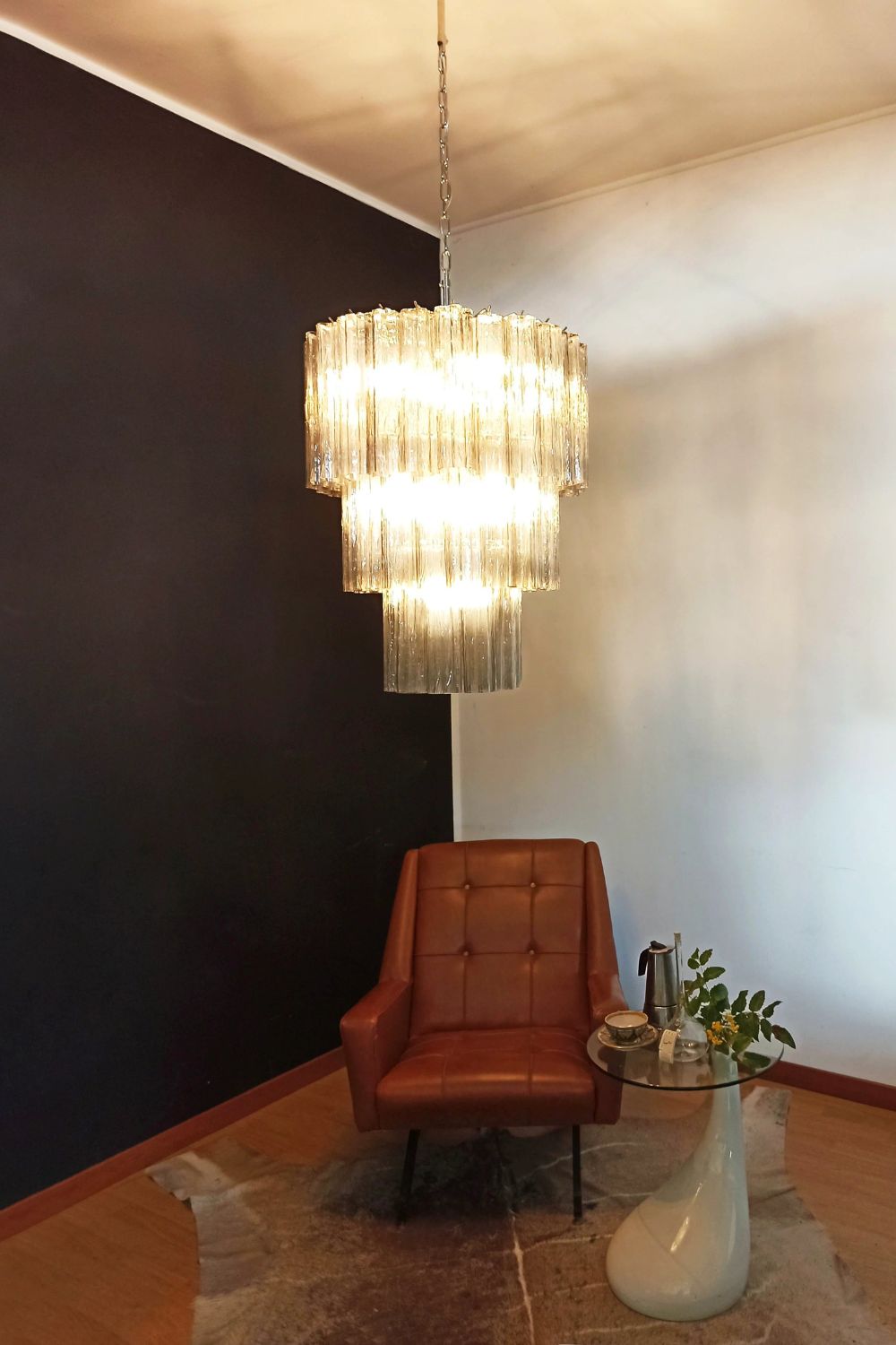 Art Smoked Glass Tube Chandelier - view 2 | vexalamps