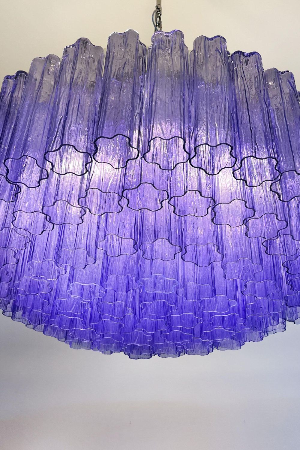 Italian Modernist Purple Art Glass Tube Chandelier - view 15 | vexalamps
