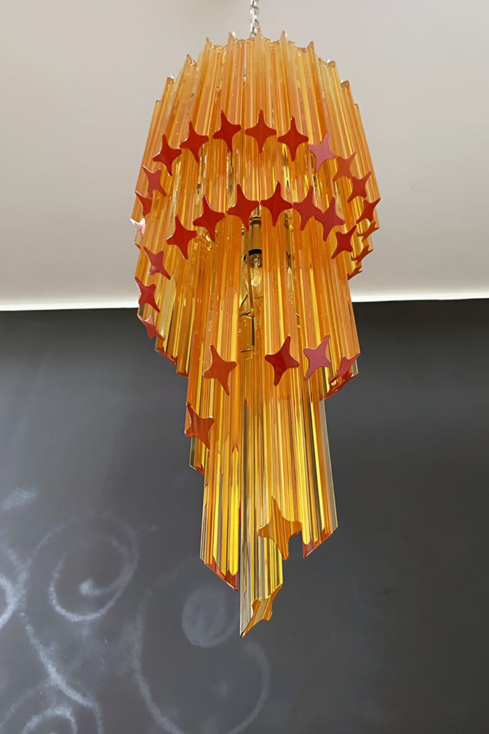 Amber Murano Glass Prism Spiral Chandelier - view 11 | vexalamps