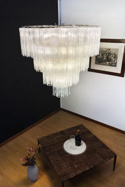 Art clear glass tiered chandelier - view 8 | vexalamps