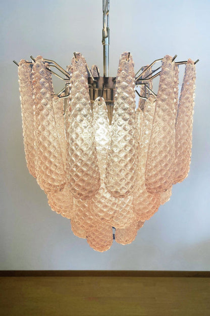 Pink Art Glass Teardrop Chandelier - view 9 | vexalamps