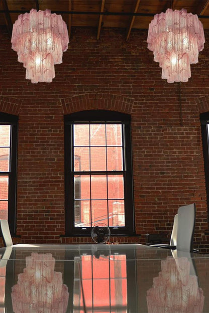 Ruby Glow Art Three-Tier Glass Chandelier - view 7 | vexalamps