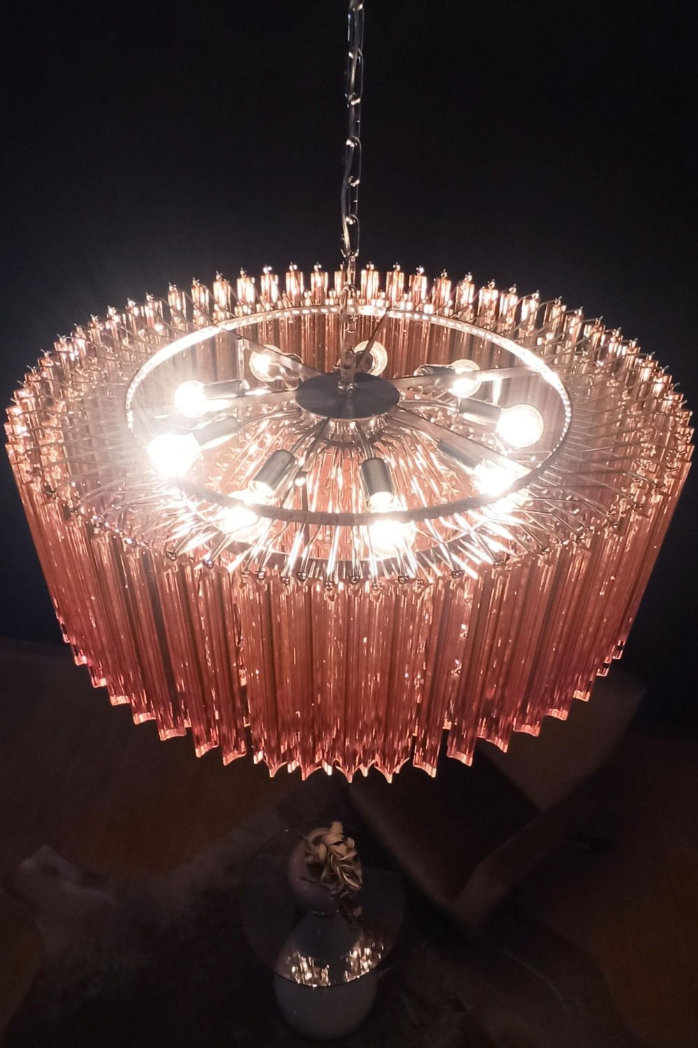 Large pink Art Triedri glass prism chandelier - view 9 | vexalamps