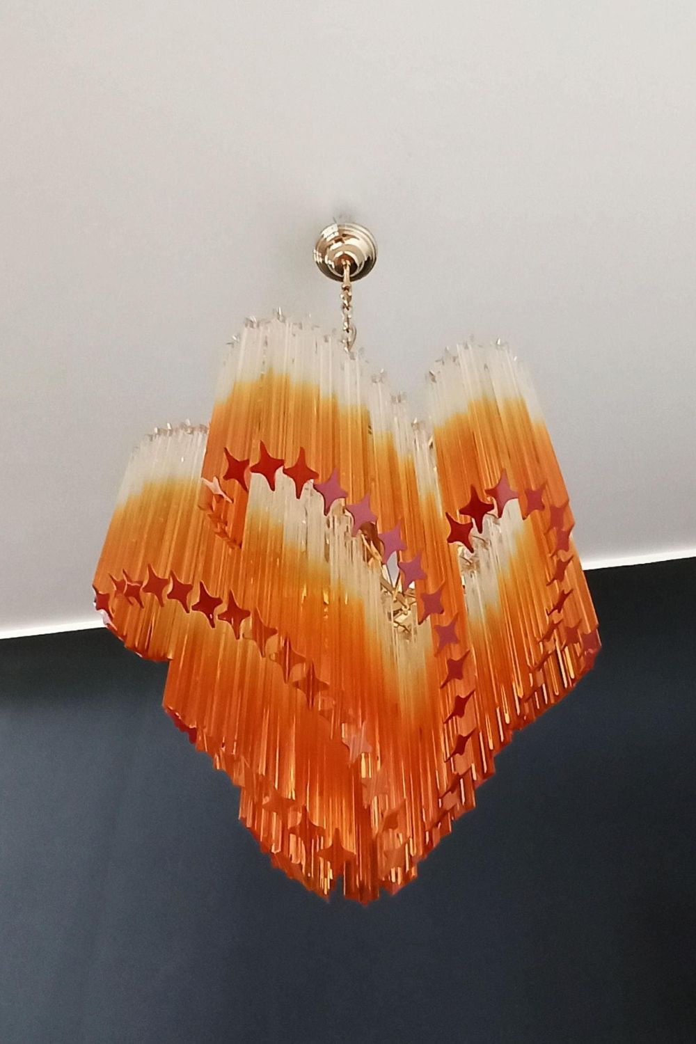 Shaded Amber Art Crystal Prism Chandelier - view 5 | vexalamps