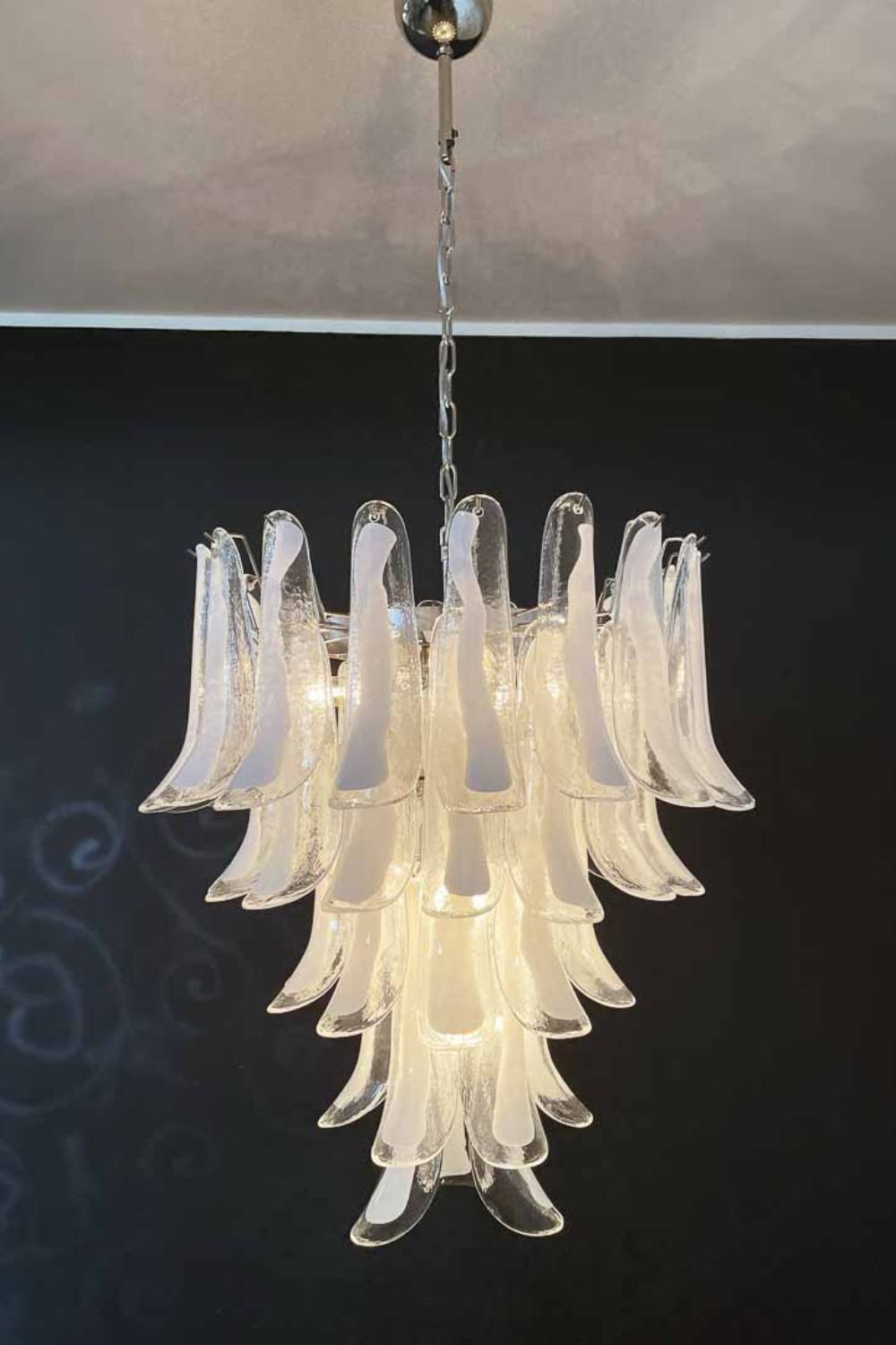 Clear Art Glass Petal Chandelier - view 7 | vexalamps