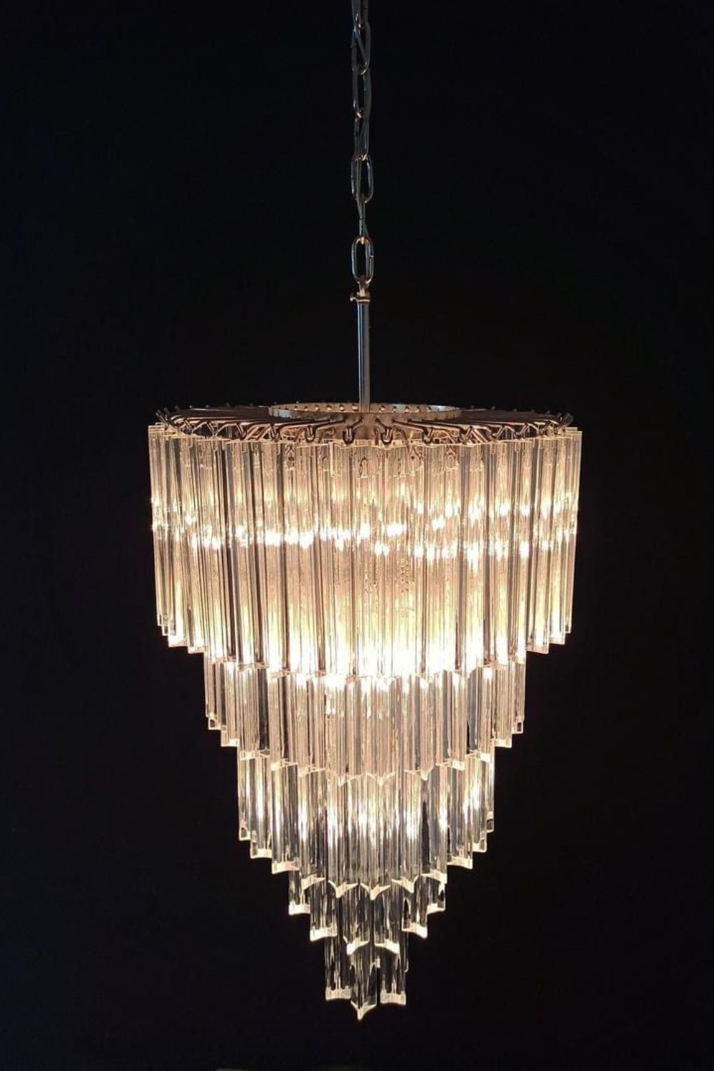 Transparent Art Glass Prism Tiered Chandelier - view 4 | vexalamps