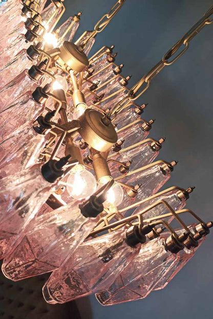 Art Poliedri Pink Glass Chandelier - view 11 | vexalamps