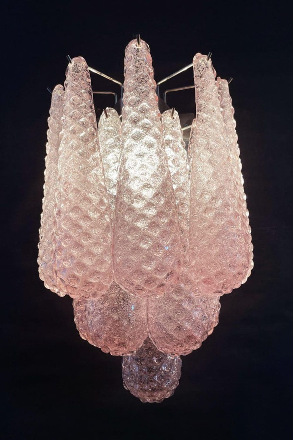 1970s Pink Art Glass Petal Wall Lamp - view 2 | vexalamps