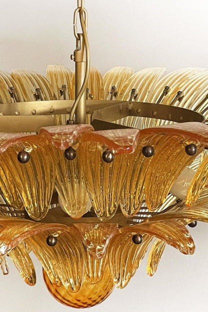 Amber Art Glass Palmette  Chandelier - view 13 | vexalamps