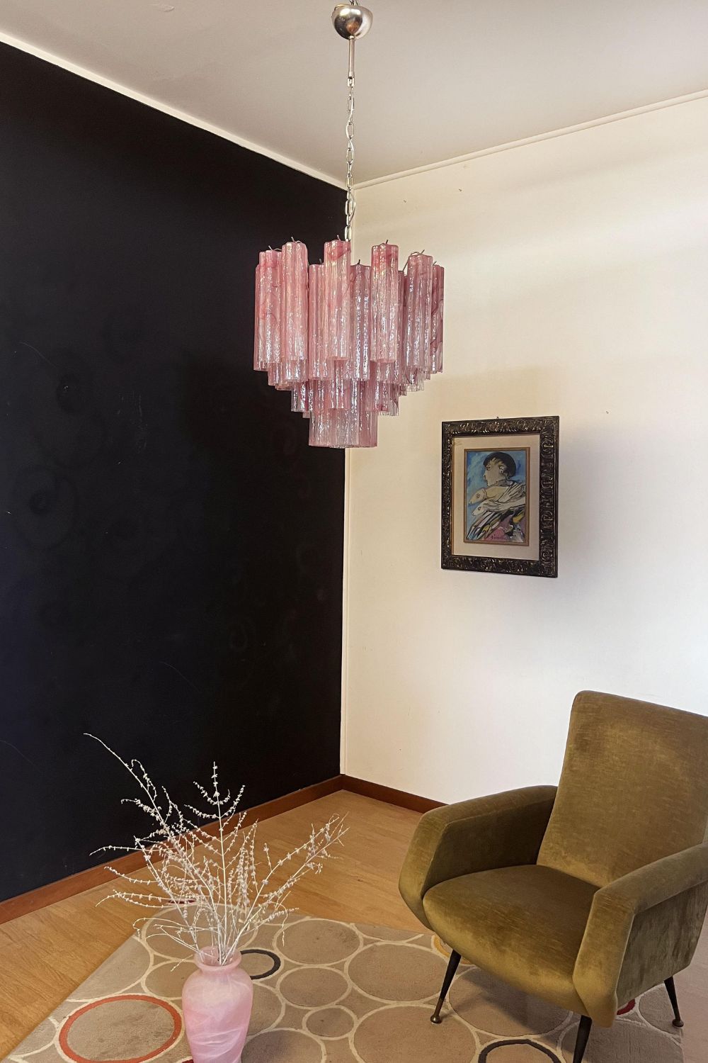 Pink Art Glass Tree Branch Chandelier - view 8 | vexalamps