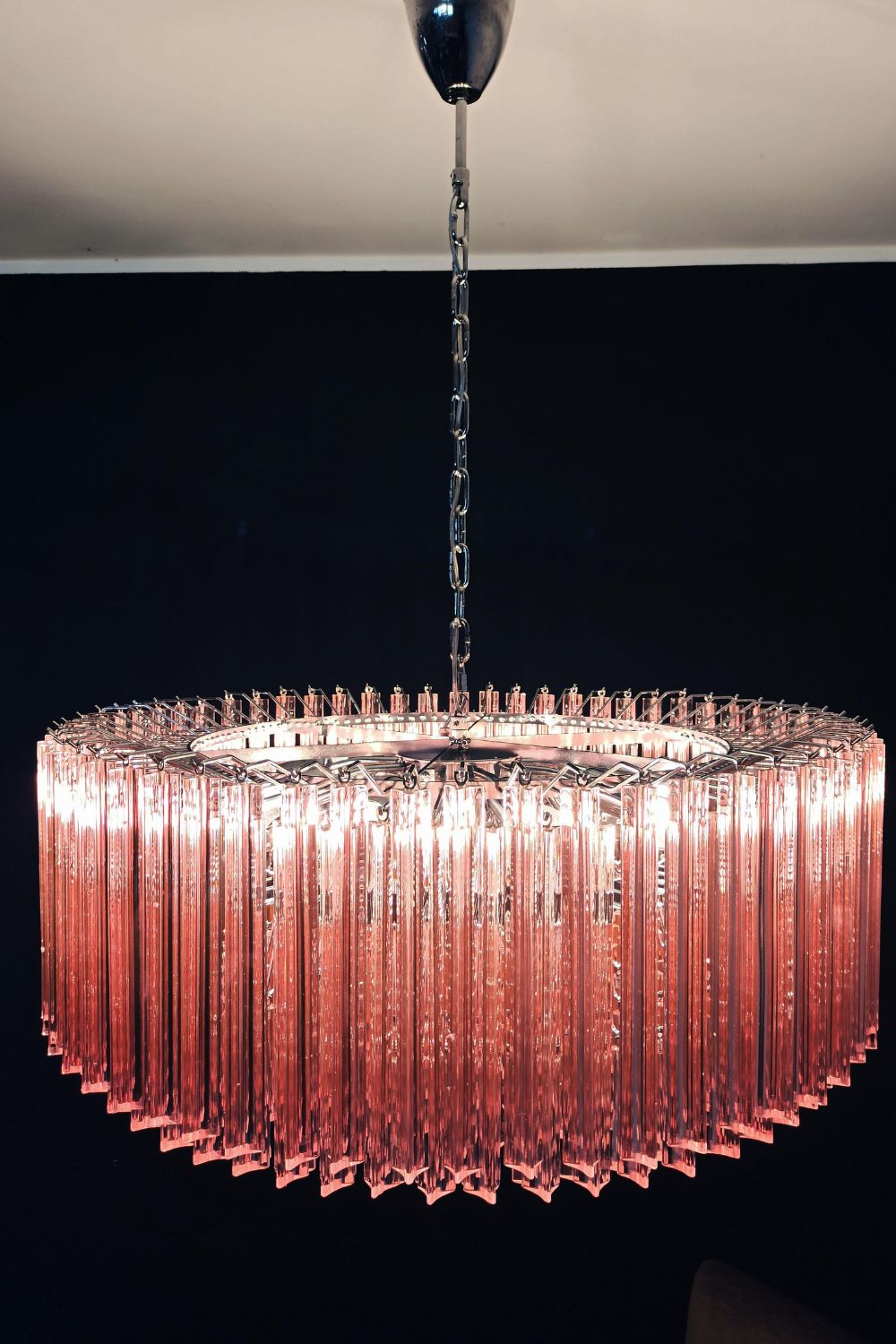 Large pink Art Triedri glass prism chandelier - view 7 | vexalamps
