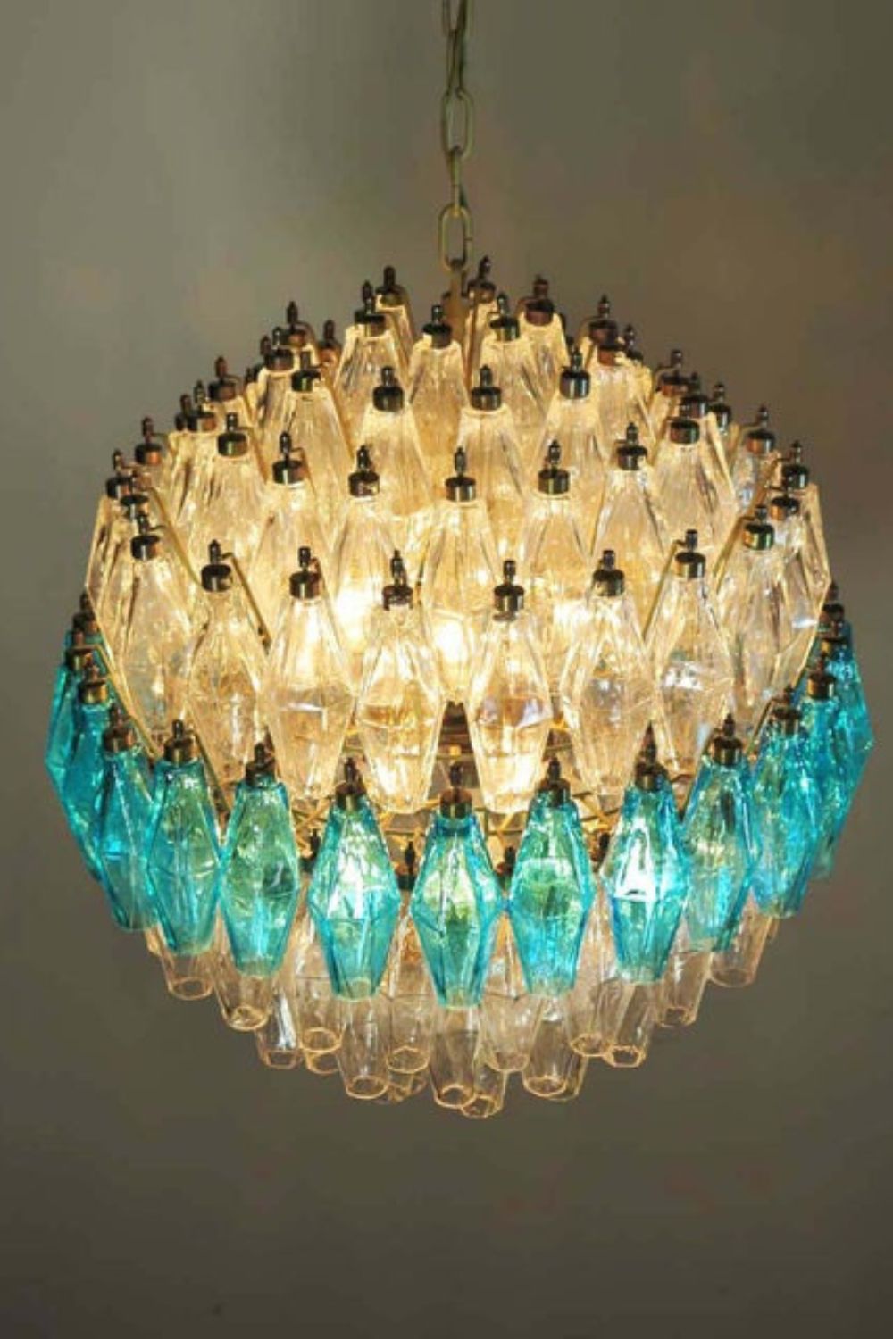Blue and clear Art glass spherical chandelier - view 5 | vexalamps