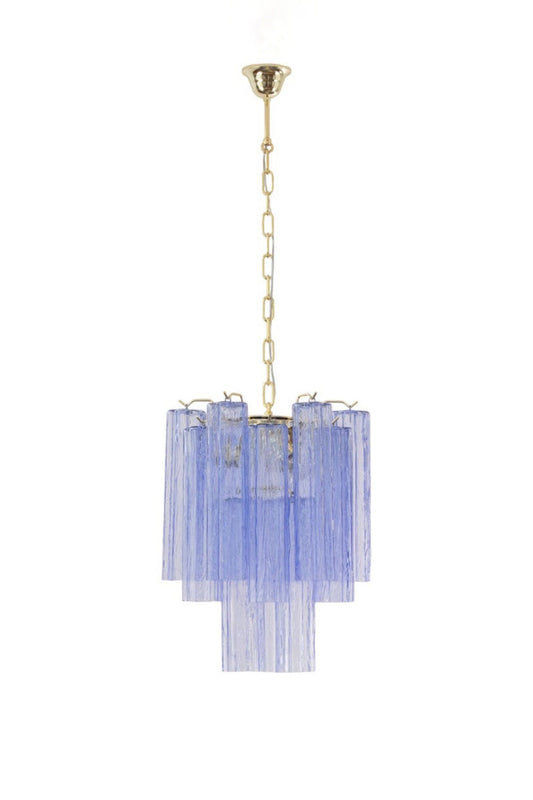 Vintage Art Blue-Purple Glass Tube Chandelier | vexalamps