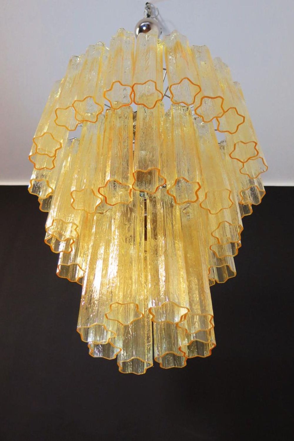 Three-Tier Yellow  Glass Art Chandelier - view 18 | vexalamps