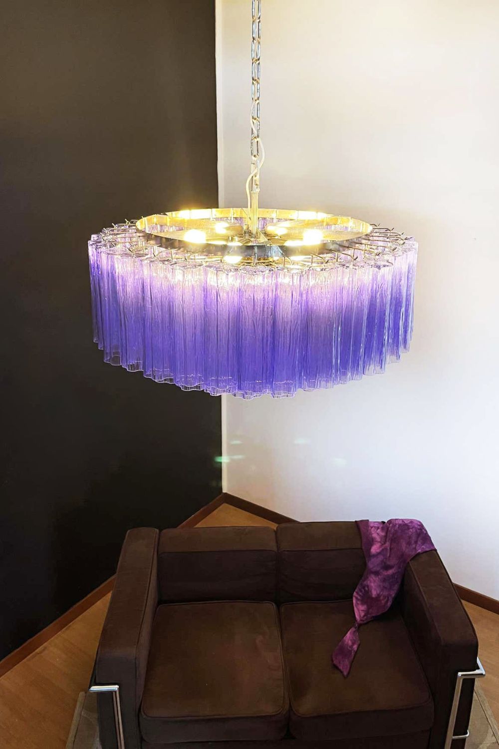 Italian Modernist Purple Art Glass Tube Chandelier - view 8 | vexalamps