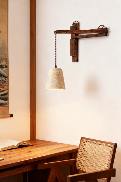 Adjustable Travertine Dome Wall Sconce - view 8 | vexalamps