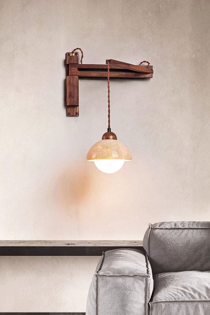 Adjustable Travertine Dome Wall Sconce - view 5 | vexalamps