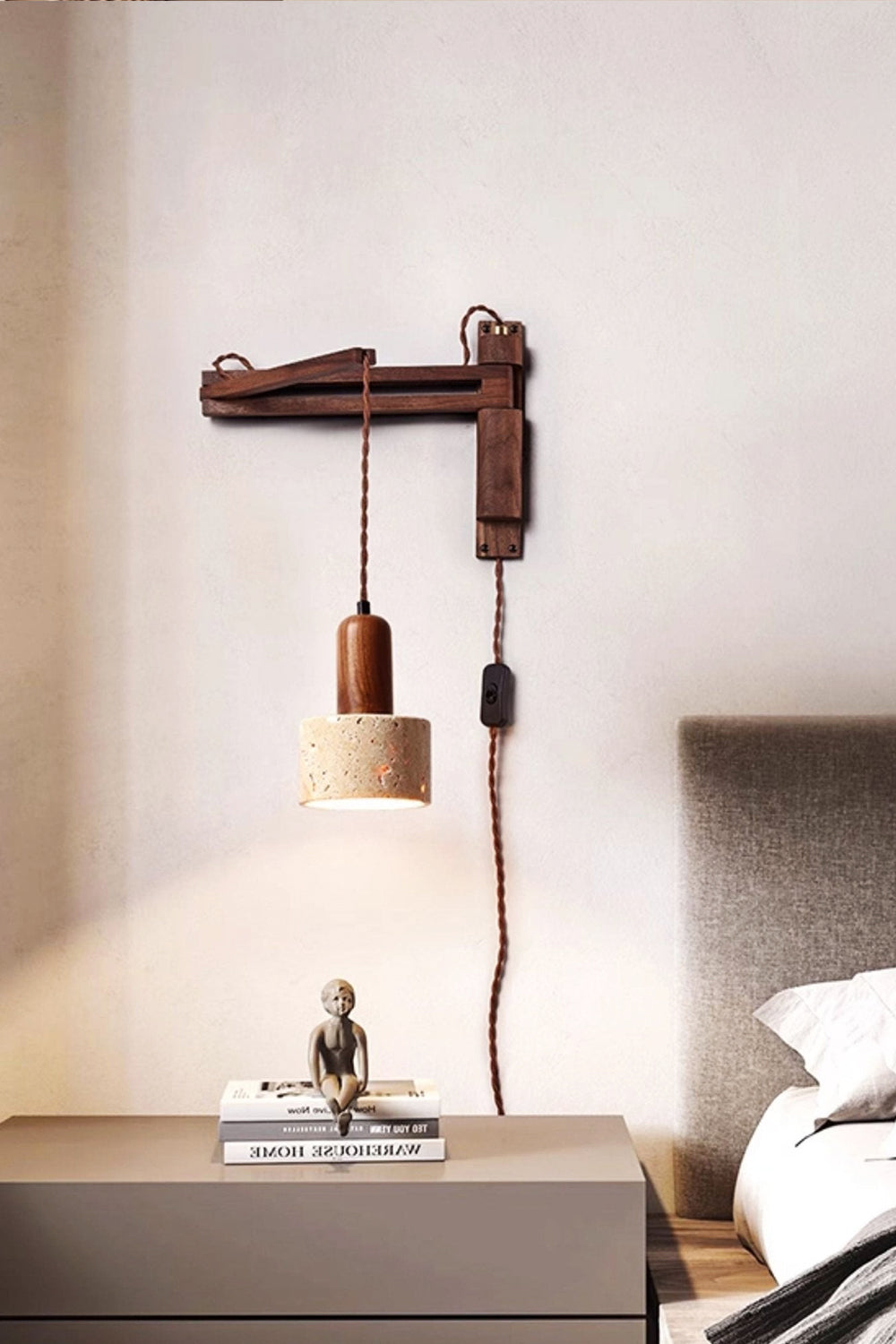 Adjustable Travertine Dome Wall Sconce - view 2 | vexalamps