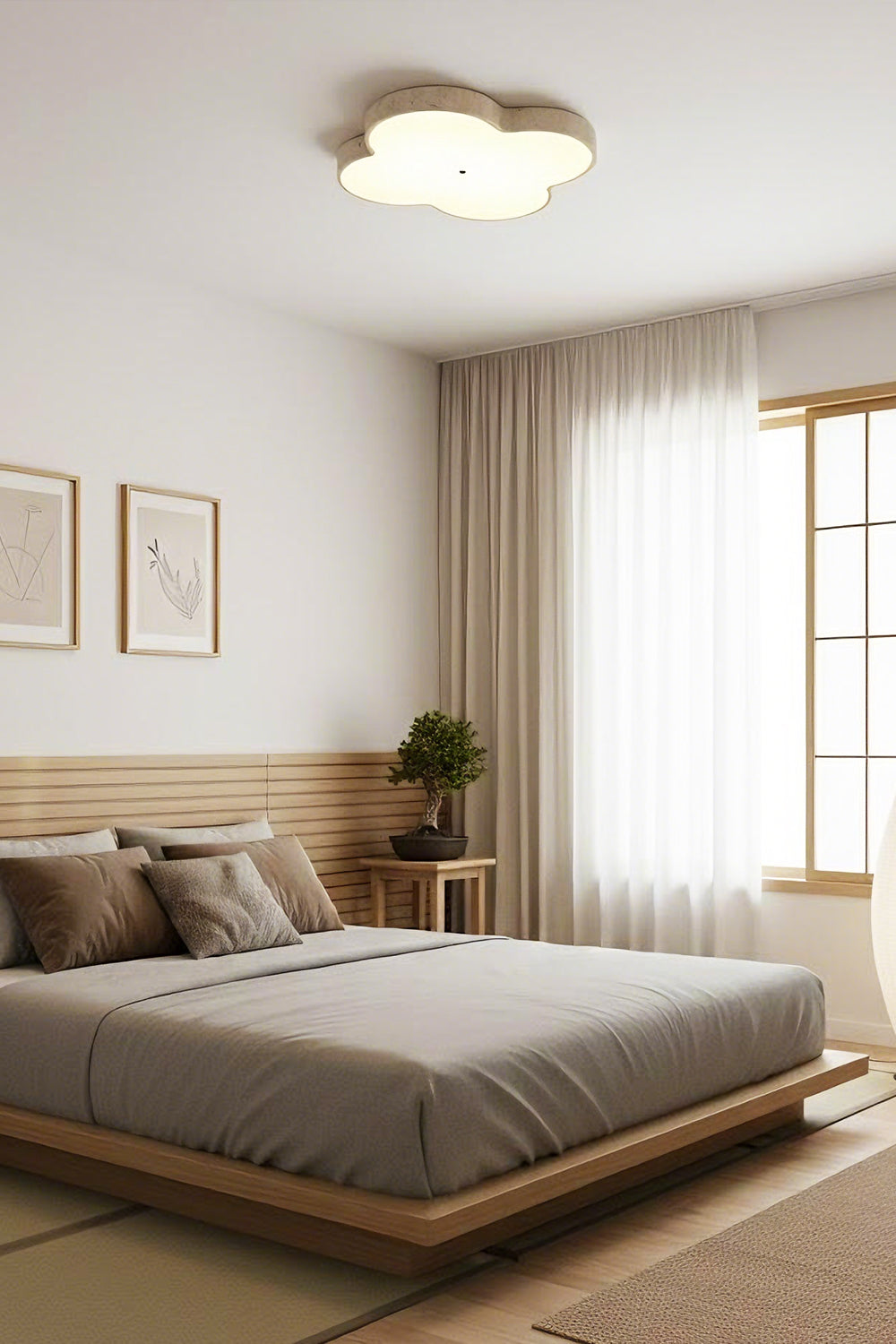 Aethel Cloud Travertine Ceiling Lamp - view 5 | vexalamps