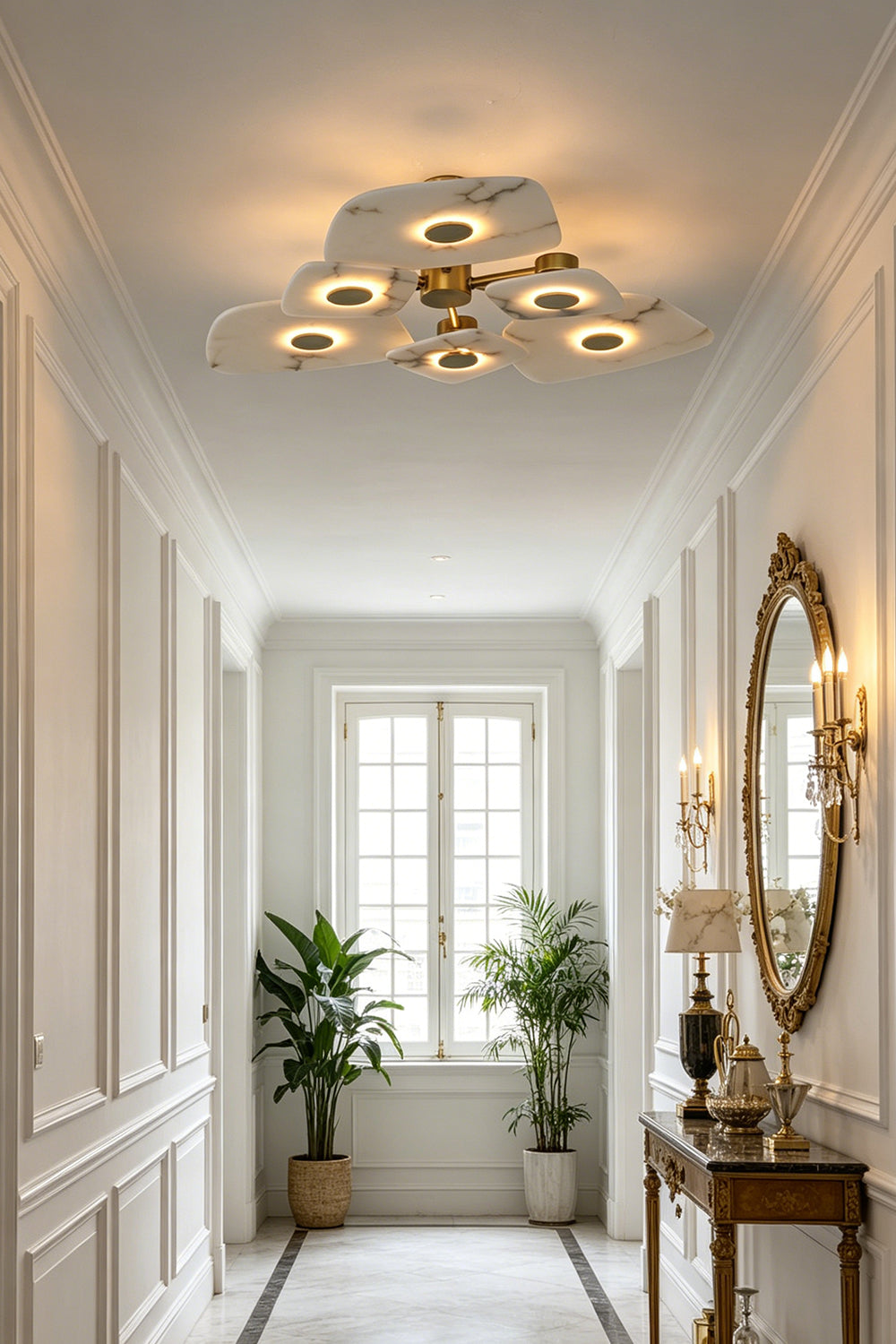Alabaster Bloom Ceiling Light for Hallway | Samu  Lamp