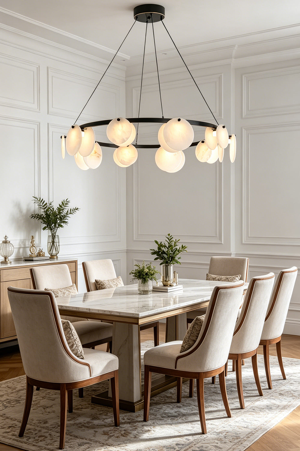 Alabaster Disc Ring Chandelier for Dining Room | vexa lamps