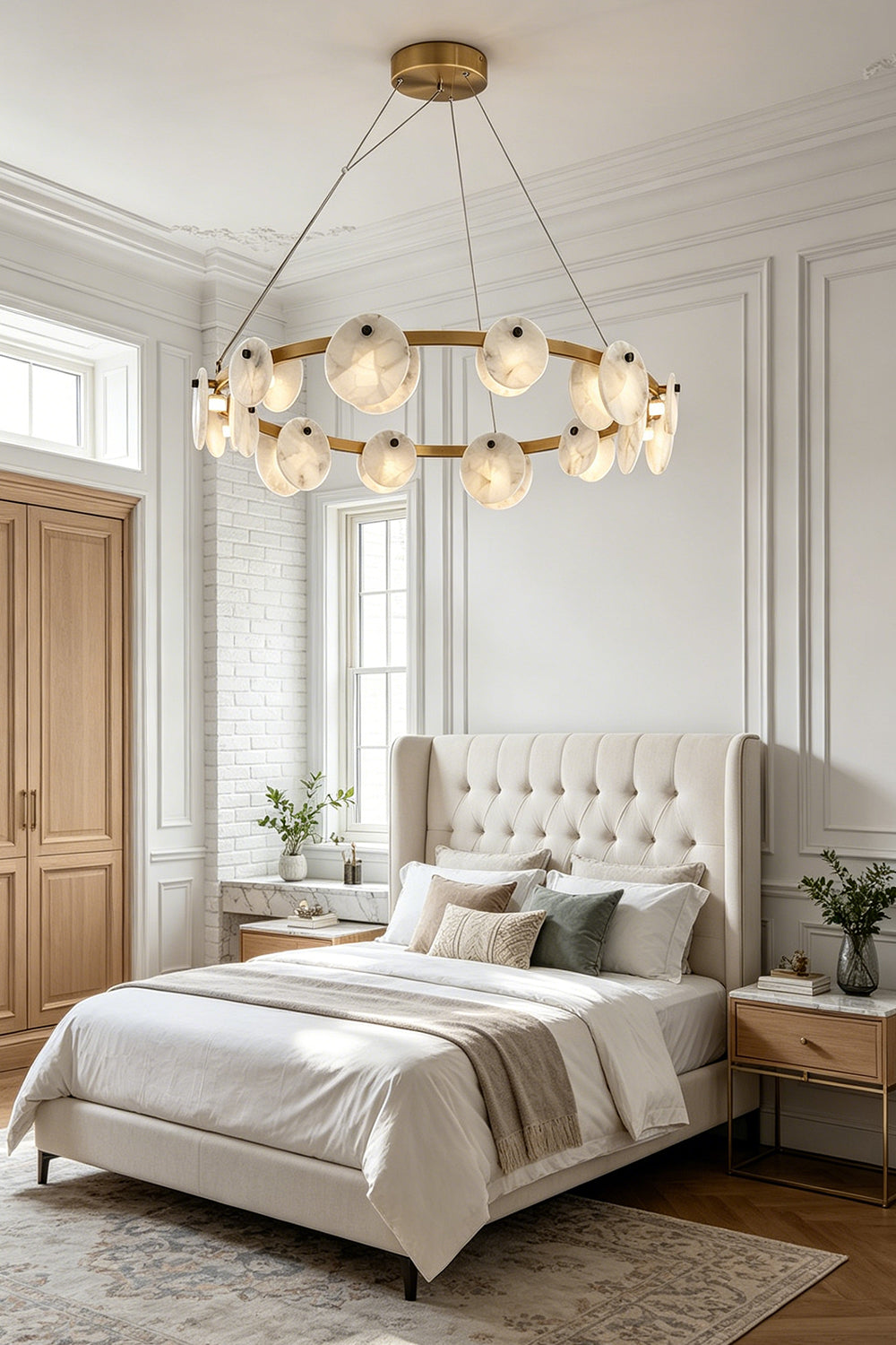 Alabaster Disc Ring Chandelier for Bedroom | vexa lamps