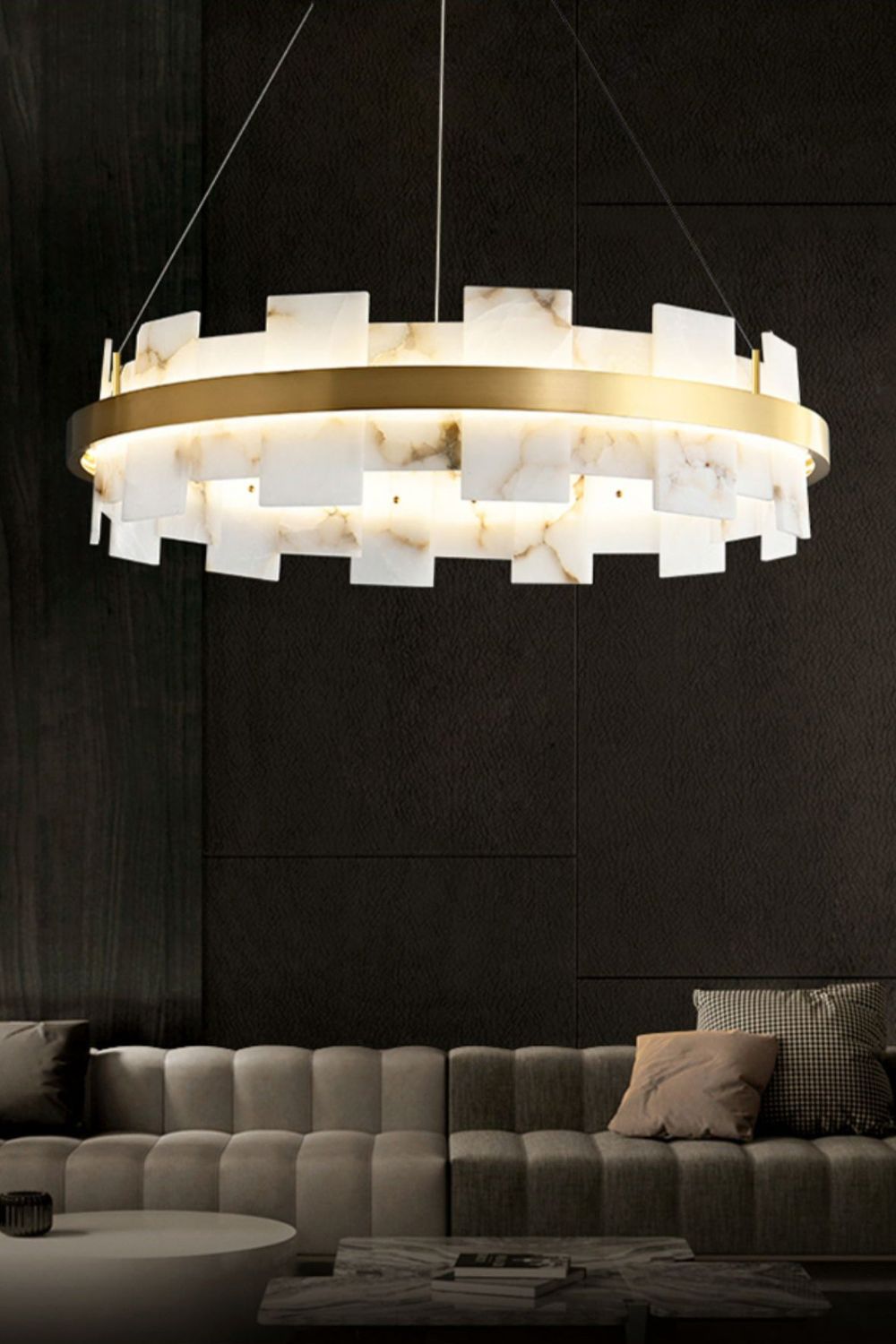 Alabaster Halo Chandelier - vexalamps