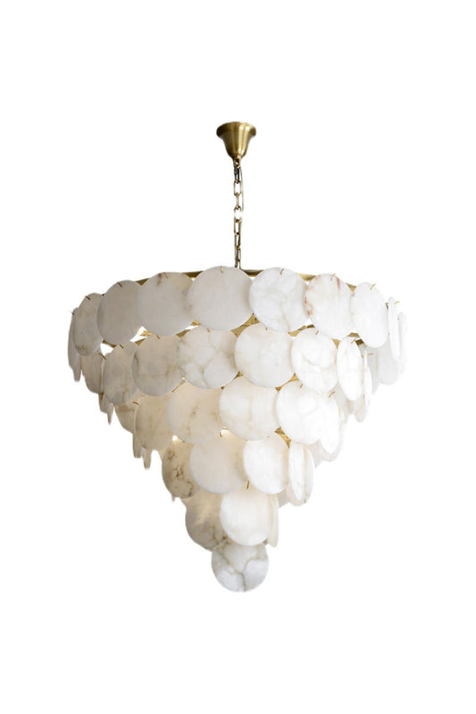 Alabaster Magnolia Multi-Tiered Round Chandelier - vexalamps