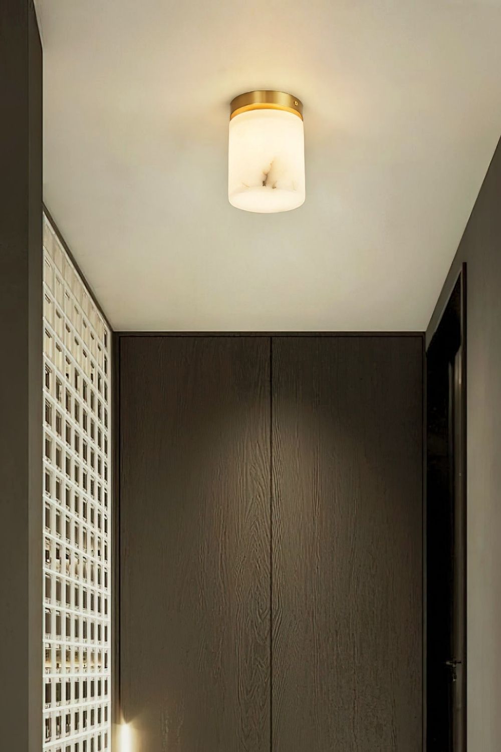 Alabaster Melange Brass Ceiling Light - view 2 | vexalamps