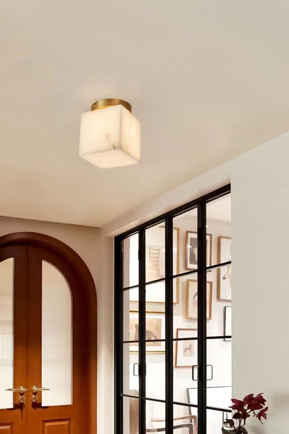 Alabaster Melange Brass Ceiling Light - view 7 | vexalamps