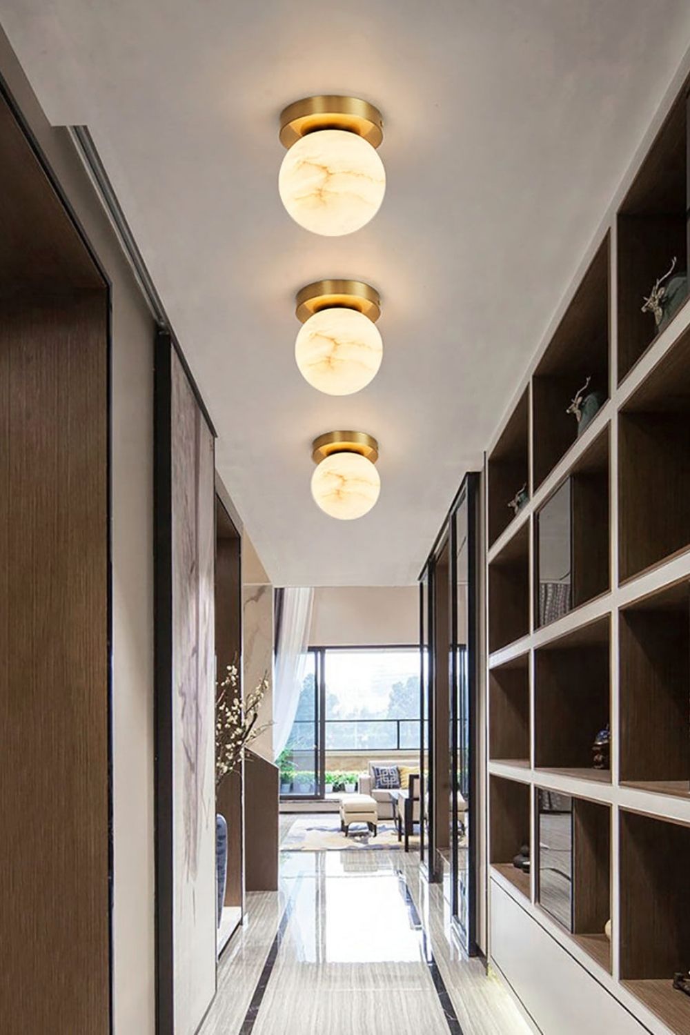 Alabaster Melange Brass Ceiling Light - view 10 | vexalamps
